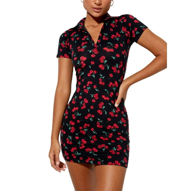 S-Fly Womens Fashion Ruffles Floral Print Cut Out Bodycon Party Mini Dress 